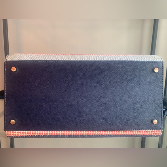 Kate Spade Cameron Boardwalk Stripe Medium Satchel Navy Saffiano Leather - Picture 5 of 11